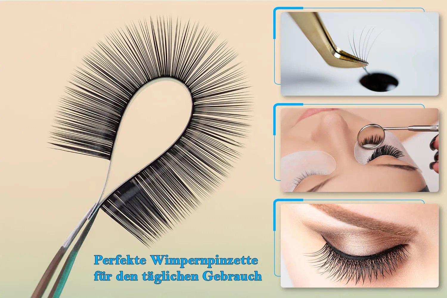 SMI Kit 8 pinzette extension ciglia oro punta fibra