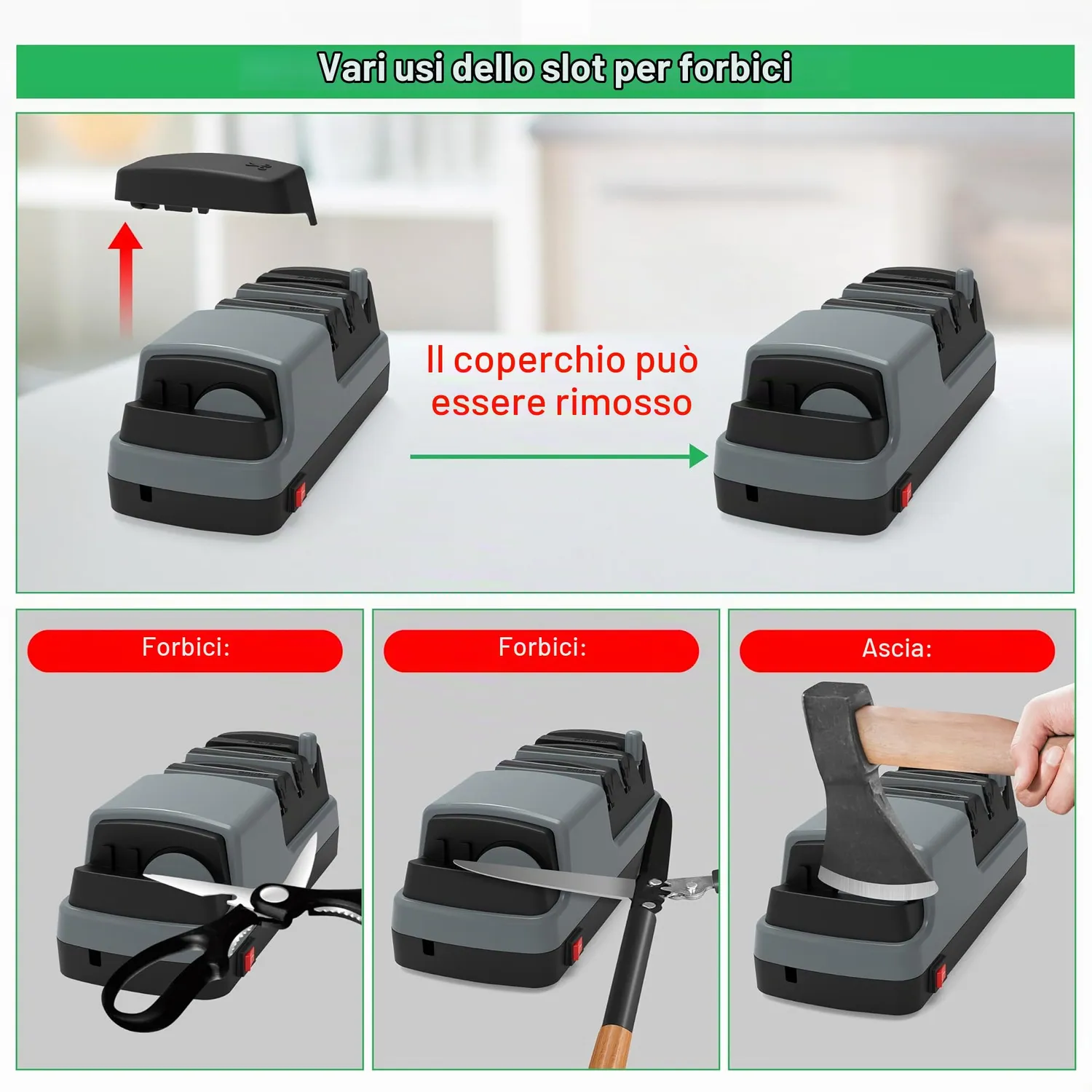 Yoorleay Affilacoltelli elettrico 4 in 1 lame forbici ceramica