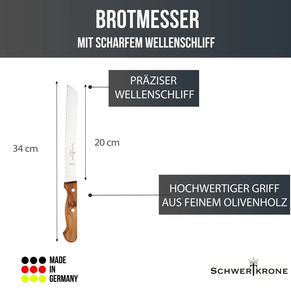 Schwertkrone Olive Classic MO50101 coltello pane 20 cm ulivo