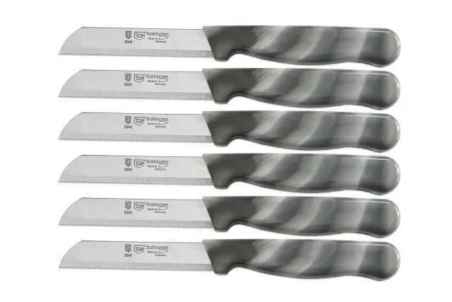 SMI Set 6 coltelli frutta spelucchino seghettati 8,5 cm grigio