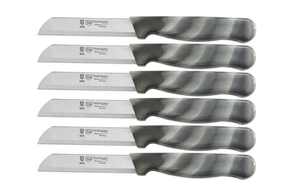 SMI Set 6 coltelli frutta spelucchino seghettati 8,5 cm grigio